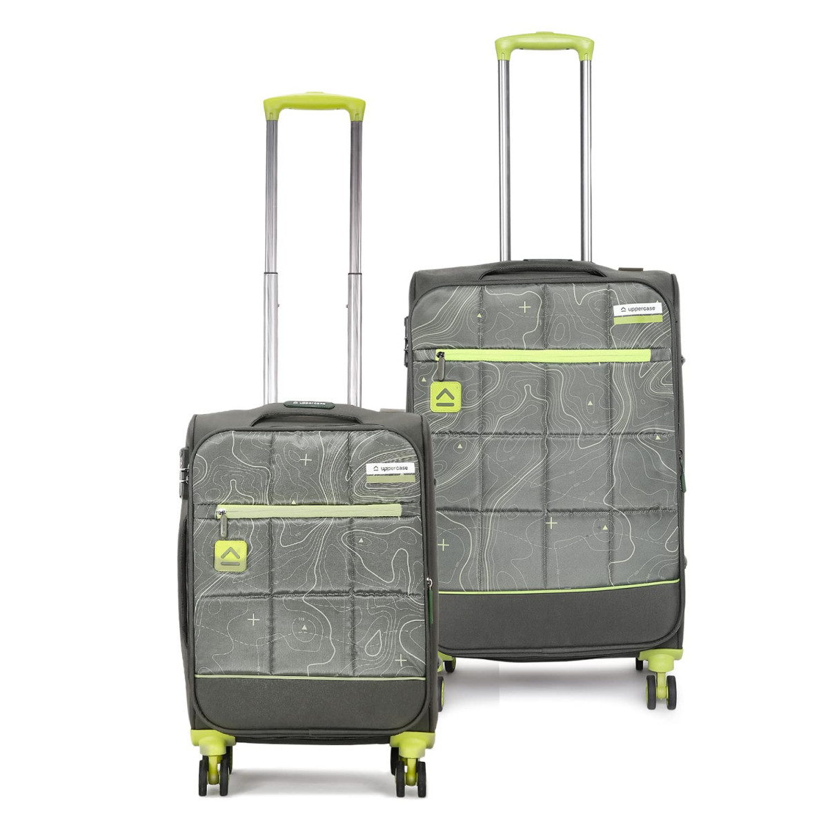 uppercase Topo Trolley Bag Set of 2 SM Sustainable Cabin  Check-in LuggageSoft Printed Luggage TSA Lock 8 Wheel Suitcase for Men  Women 2500 Days WarrantyGreen