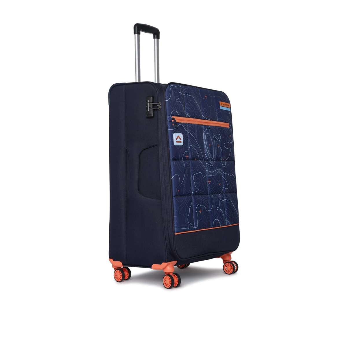 uppercase Topolite Trolley Bag Set Of 3 SML Sustainable Cabin  Check-In Luggage Soft Printed Luggage Combination Lock 8 Wheel Suitcase For Unisex 2500 Days Warranty Blue Polyester Spinner