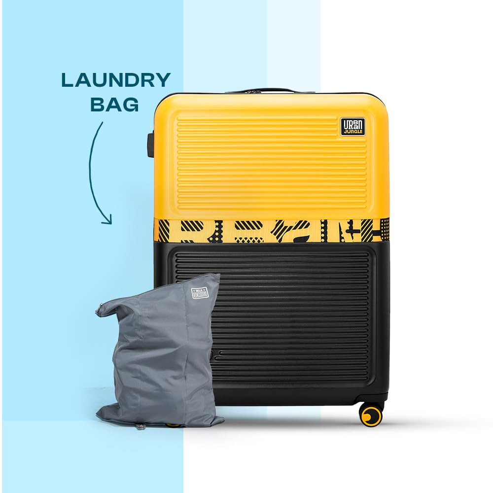 Urban Jungle Premium Trolley Bags for Travel Large Check-in Suitcase 75 cm Hard Luggage with 8 Wheels  TSA Lock for Men and Women Sundaze Yellow