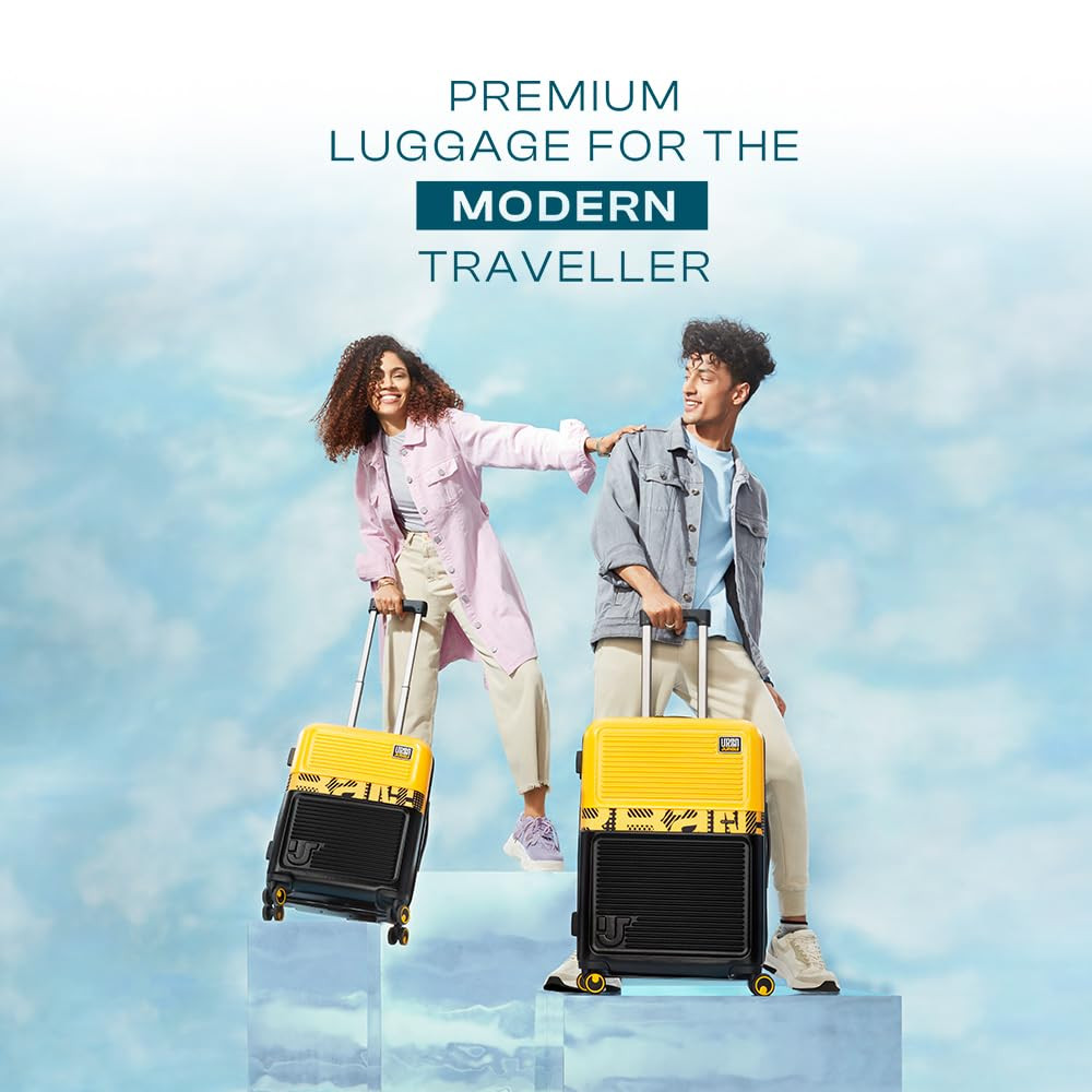 Urban Jungle Premium Trolley Bags for Travel Medium Check-in Suitcase 65 cm Hard Luggage with 8 Wheels  TSA Lock for Men and Women Sundaze Yellow