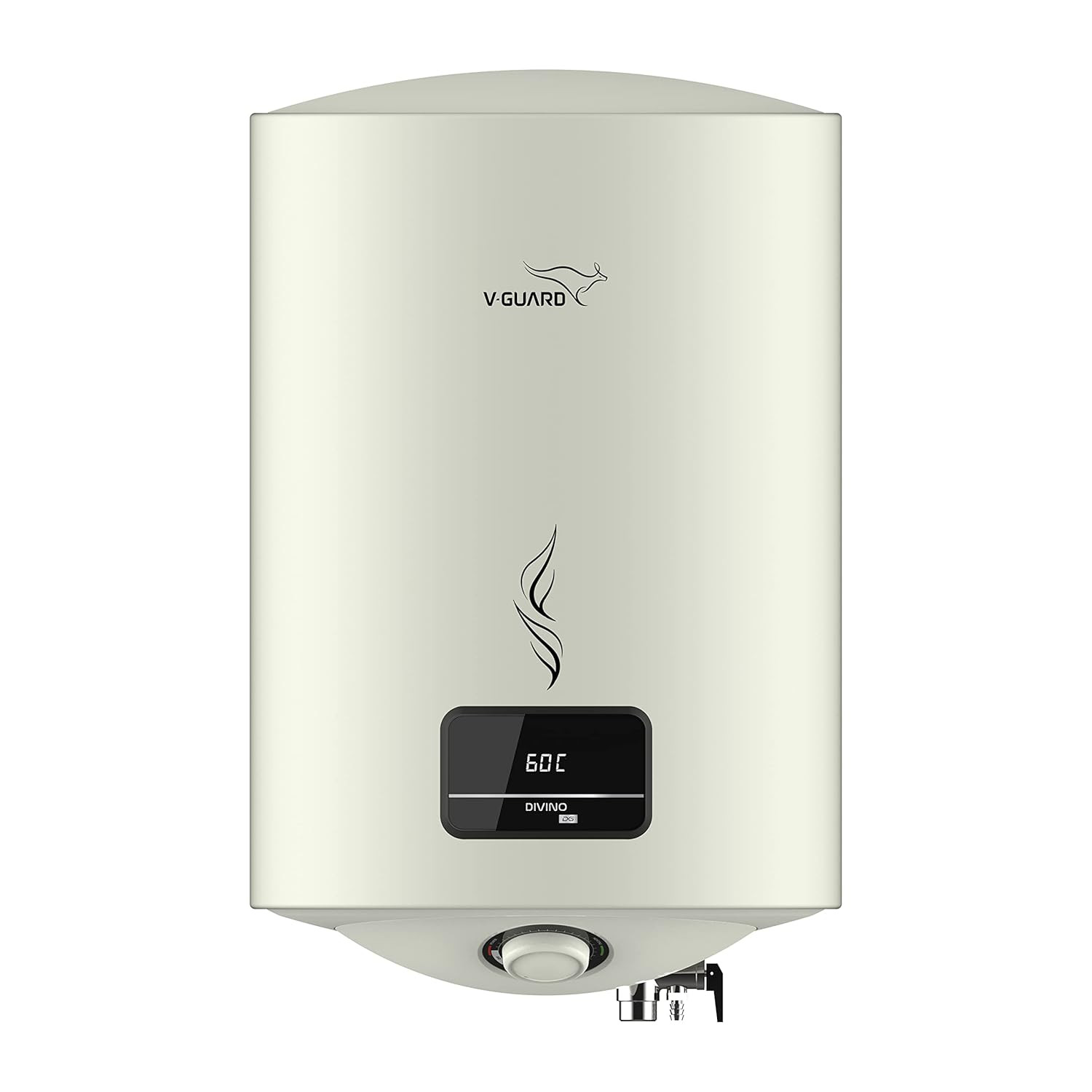 V-Guard Divino DG Geyser 15 Litre Water Heater for Home  Digital Display  5 Star Rating  Vitreous Enamel Coating  Advanced 4 Layer Safety  Suitable for Hard Water  High-rise Building  White