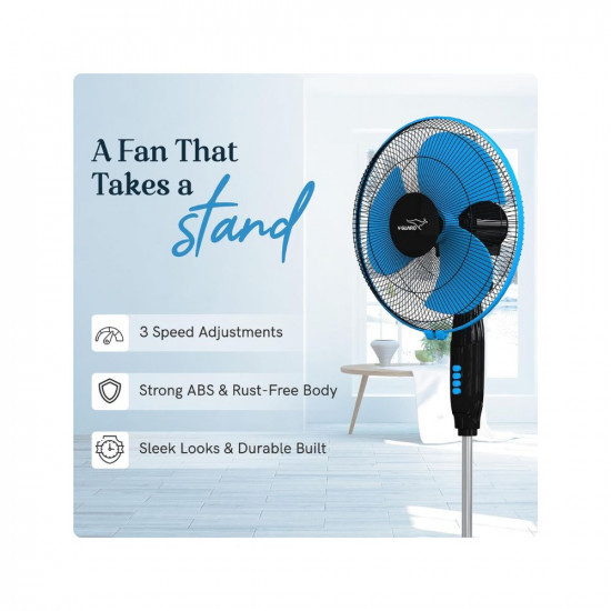 V-Guard Gatimaan Pro HSP N High Speed Pedestal Fan  3 Adjustable Fan Speeds  Rust Resistant ABS Body  Powerful 2100 RPM Motor  Blue Black  40 cm 400mm