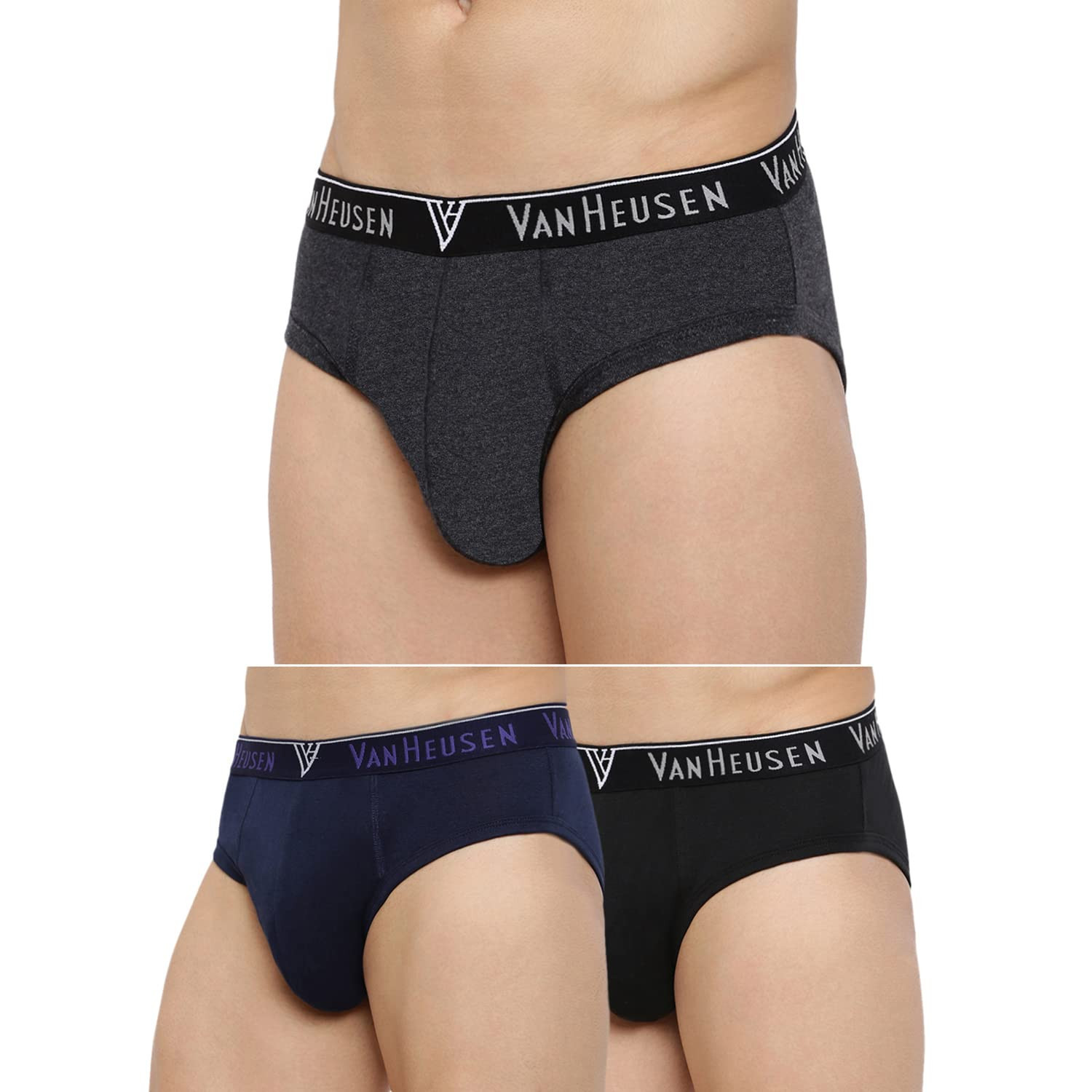 Van Heusen Innerwear Briefs, Men Anti Bacterial Cotton Boxer Briefs -  Colour Fresh And Quick Dry - Pack Of 2 for Innerwear at Va
