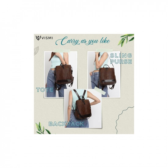 NEW Backpack Vegan Leather Brown | Women leather backpack, Womens backpack, Backpack  purse