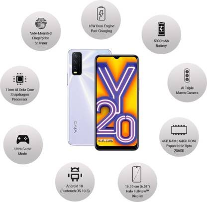 Vivo Y20 Dawn White 64 Gb 4 Gb Ram