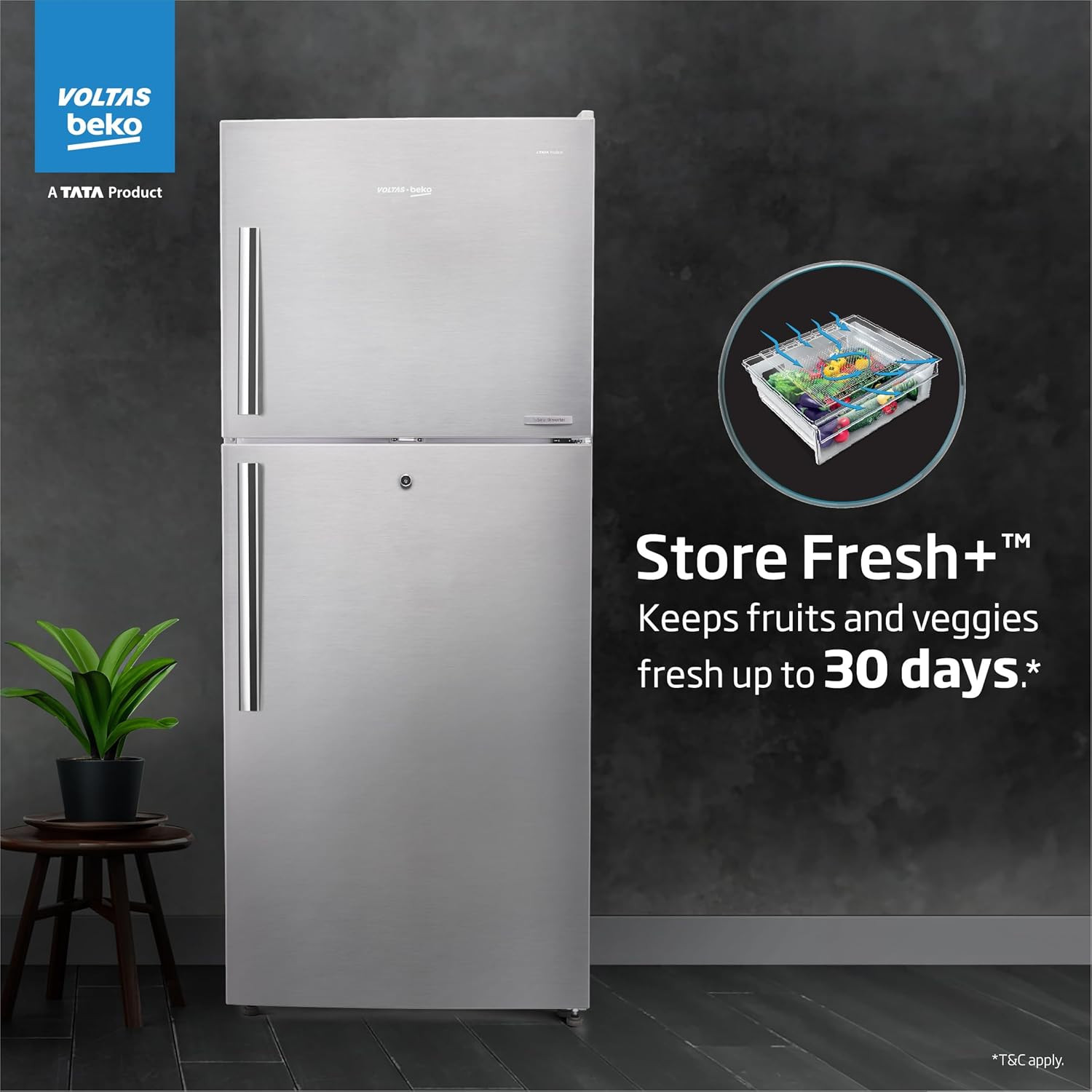 Voltas Beko 470 L 2 Star Inverter Frost-Free Double Door Refrigerator Store Fresh  Neo FrostTM Dual CoolingRFF493IF Silver 2022 Model