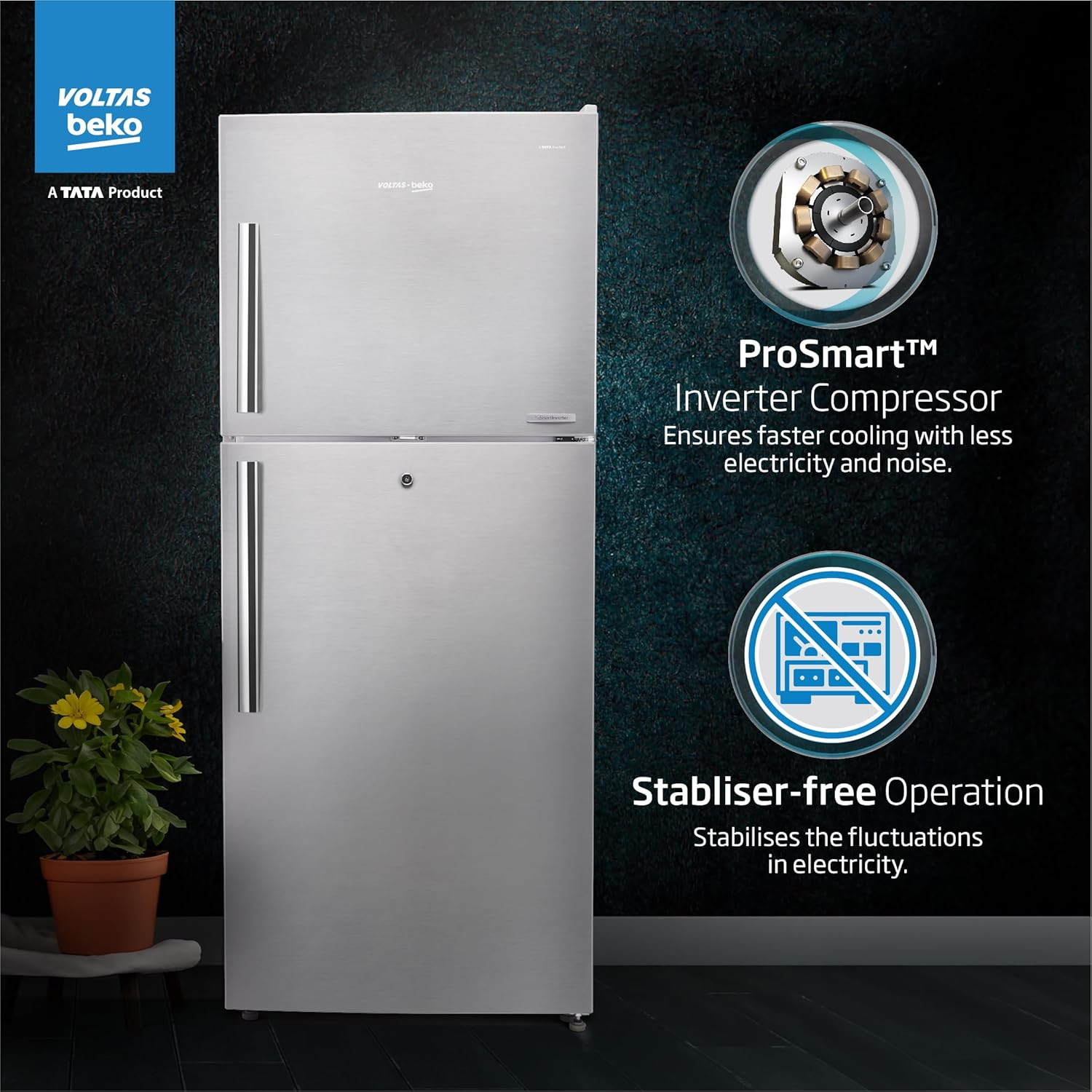 Voltas Beko 470 L 2 Star Inverter Frost-Free Double Door Refrigerator Store Fresh  Neo FrostTM Dual CoolingRFF493IF Silver 2022 Model