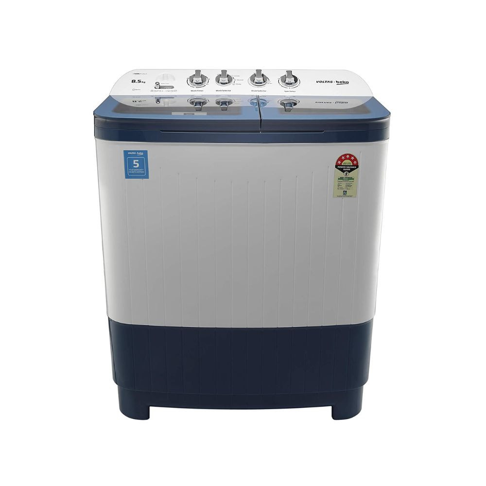 Voltas Beko 85 kg Semi-Automatic Top Loading Washing Machine 2 Casette Filter WTT85DBLG Sky Blue