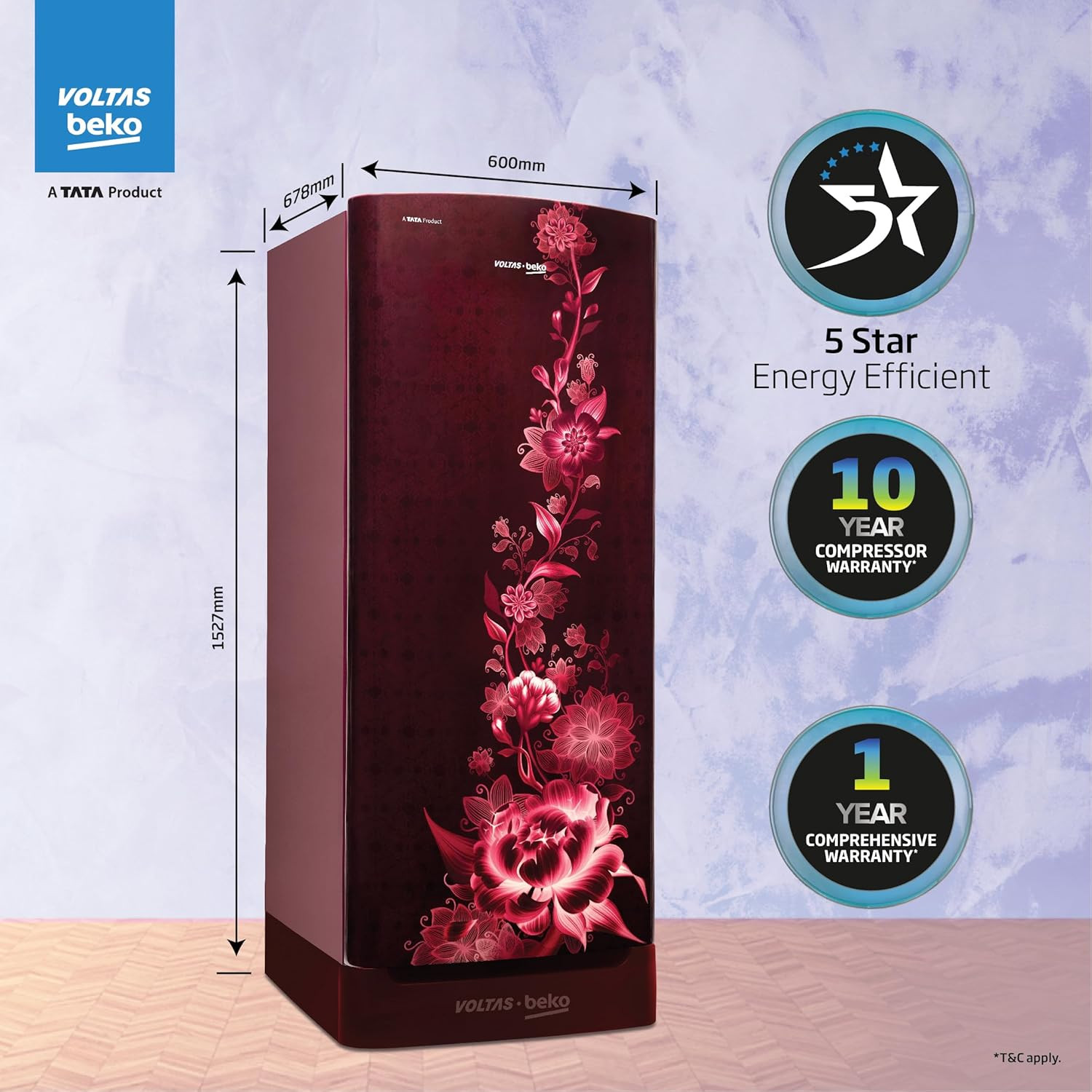 Voltas Beko A Tata Product 183 L 5 Star Direct Cool Single Door Refrigerator 2023 Model RDC215A  W0VWR0M0B00GO Vivi Wine Base Drawer