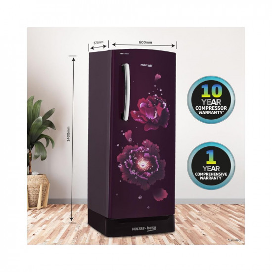 Voltas Beko A TATA Product 183 L 5 Star Made-In-India Direct Cool Refrigerator With Base Drawer RDC215A  W0FLETM0B00GO Fairy Flower LilacArshi