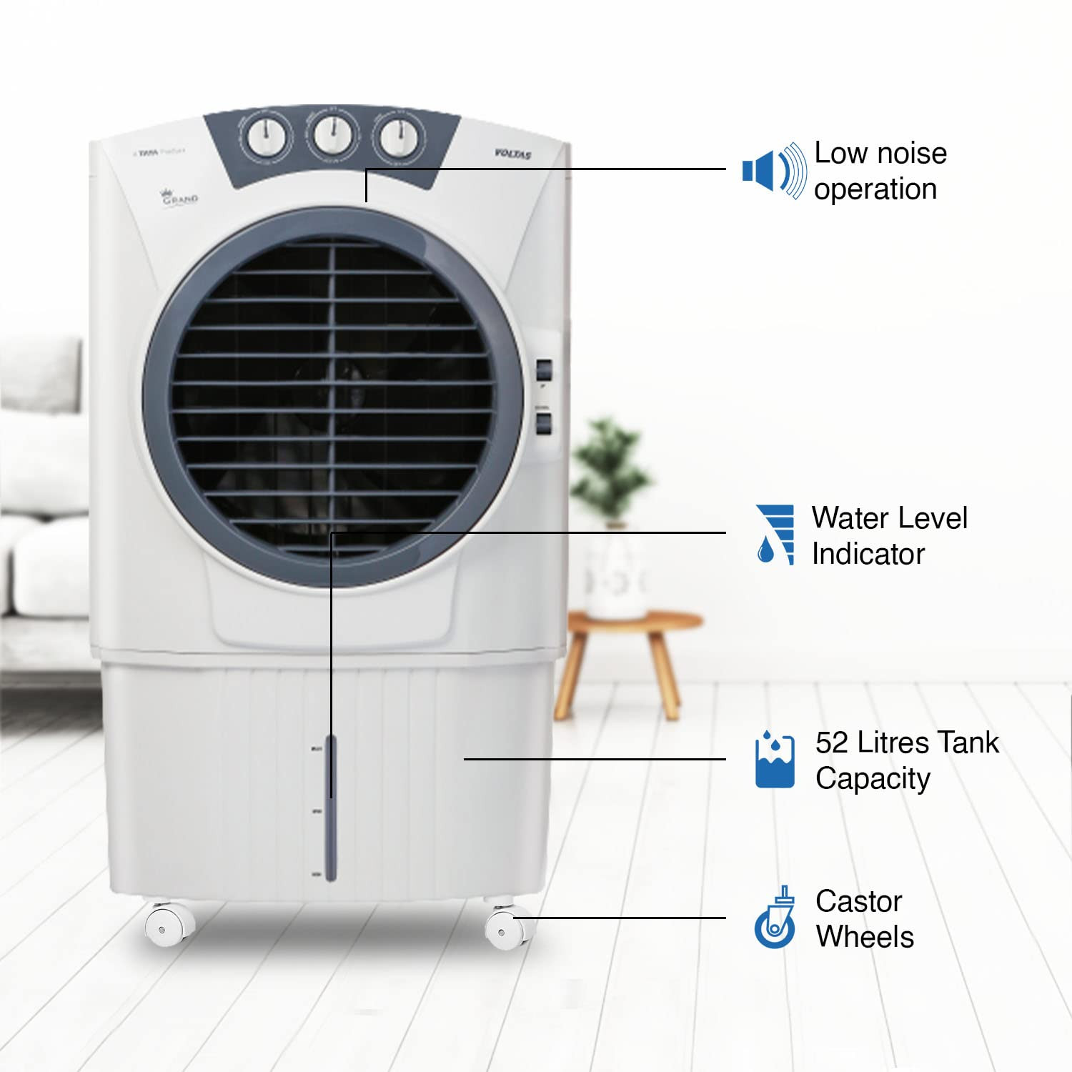 Voltas Grand 52 Desert Cooler 52L Honeycomb Pads 3-Speed Settings