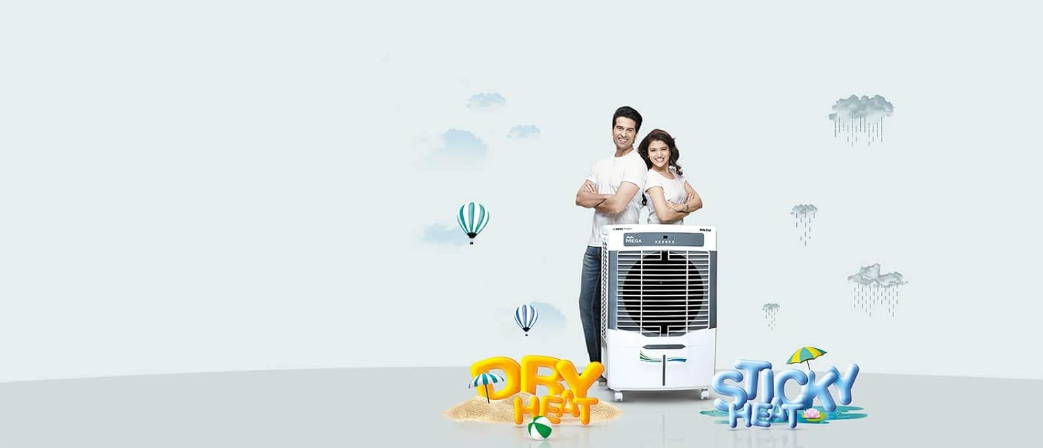 Voltas Mega 70 70L Desert Air Cooler Honeycomb Pad Cooling Castor Wheels 3 Speed Settings