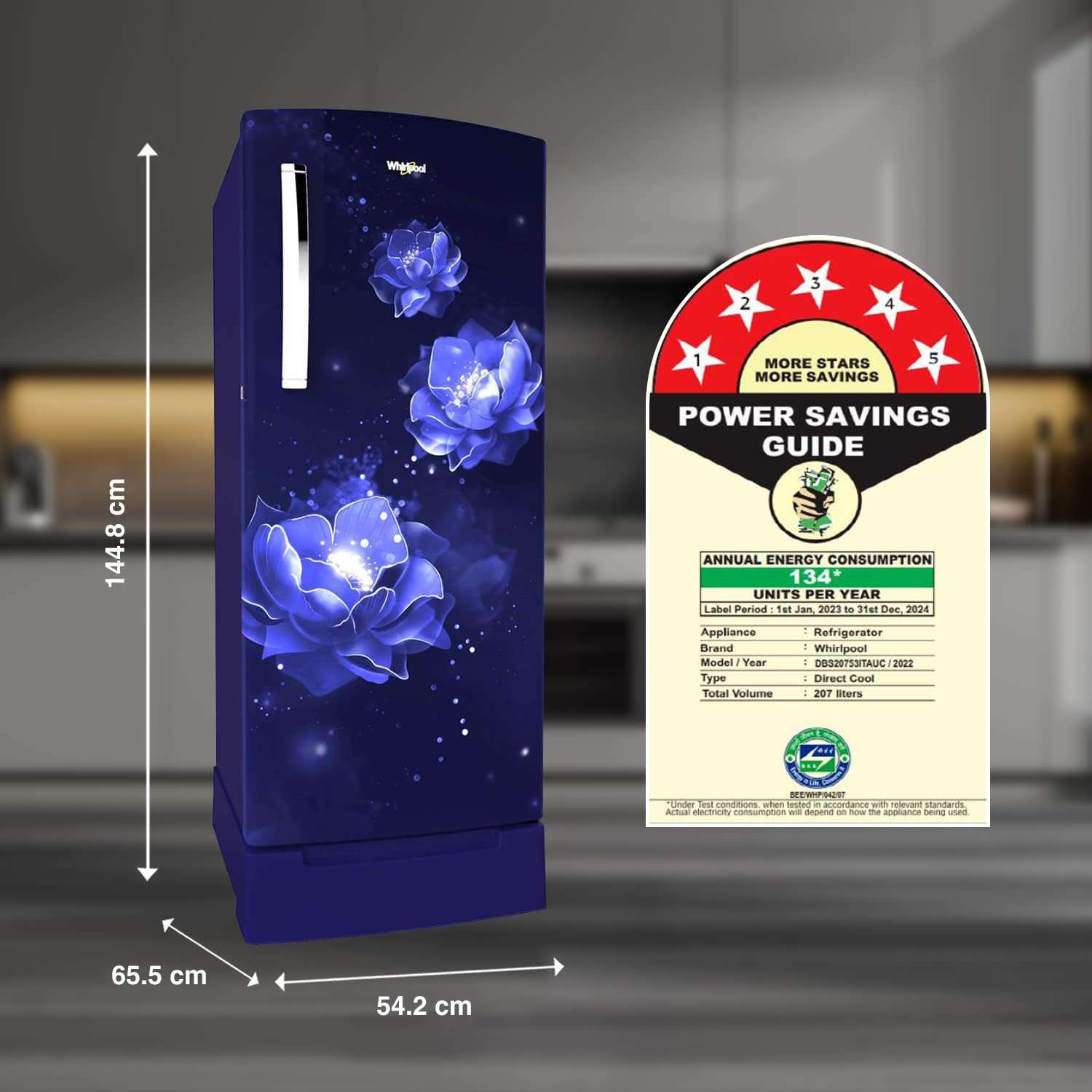 Whirlpool 207 L 5 Star Icemagic Pro Inverter Direct-Cool Single Door Refrigerator 230 IMPRO ROY 5S INV SAPPHIRE ABYSS-Z1 Blue 2024 Model