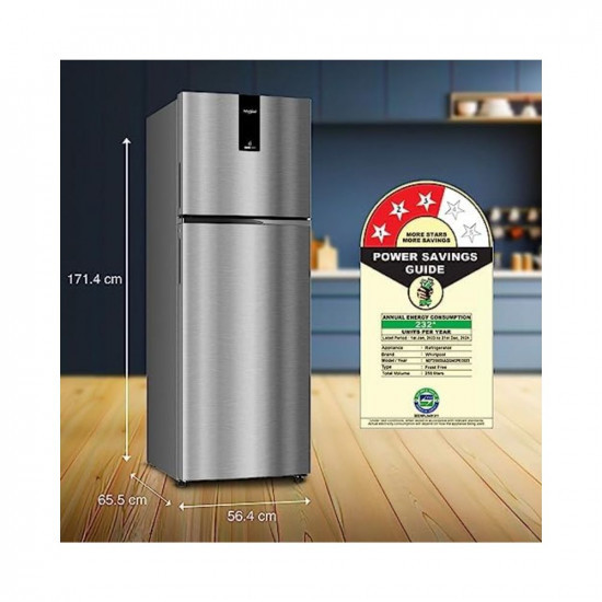 Whirlpool 259 L 3 Star Intellifresh Inverter Frost Free Double Door Refrigerator IF INV ELT DF305 GERMAN STEEL3S-TL Grey 2023 ModelArshi