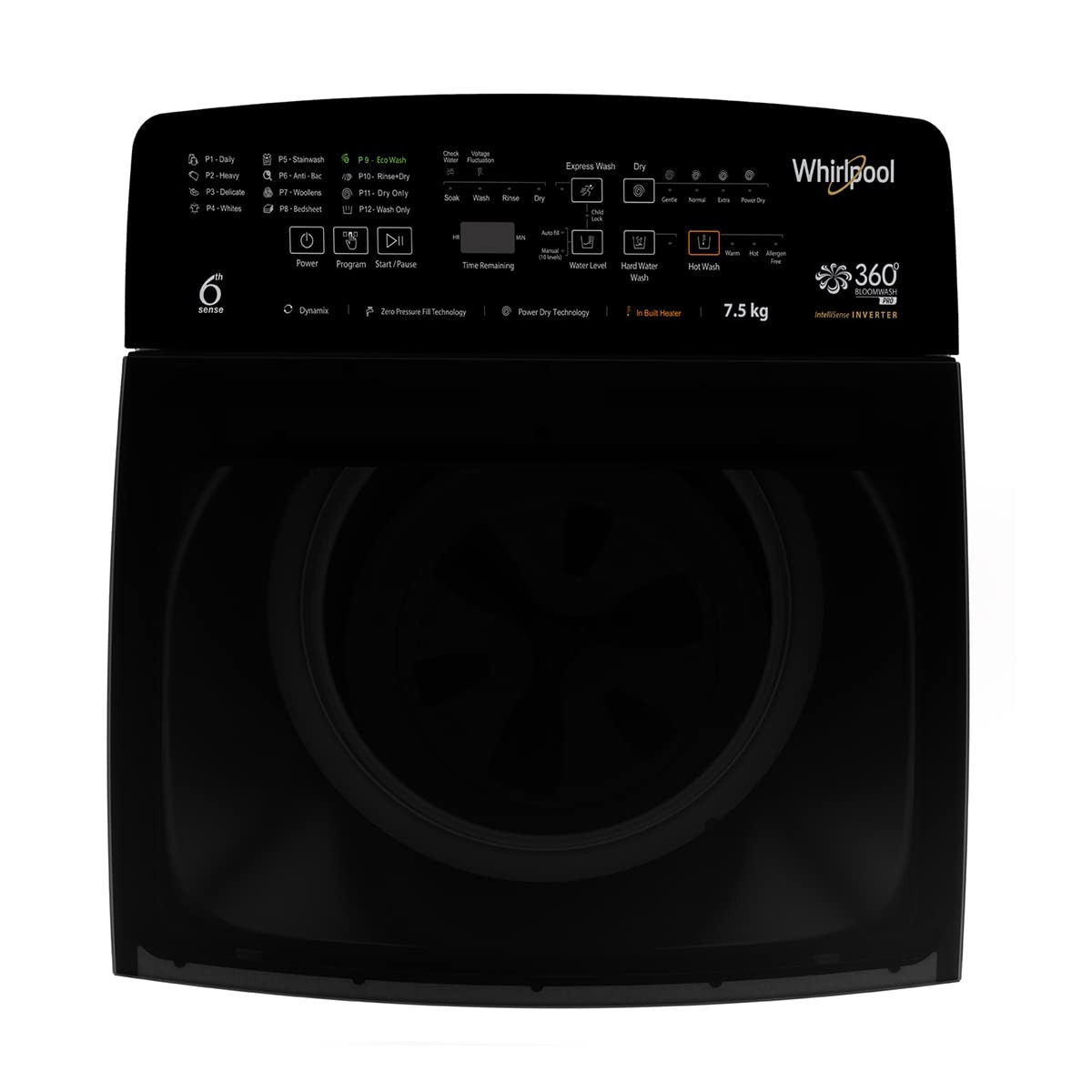 Whirlpool 75 Kg 5 Star Bloom Wash Fully-Automatic Top Loading Washing Machine 360 BW PRO 540 H 75 GRAPHITE 10 YMW Graphite In-Built Heater
