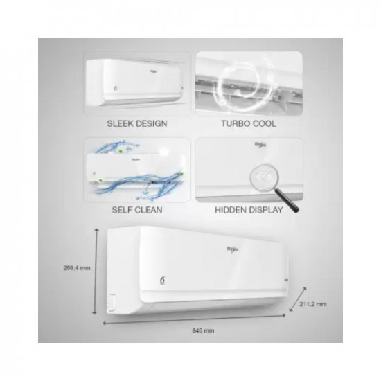 Whirlpool Convertible 4-in-1 Cooling 2023 Model 15 Ton 3 Star Split Inverter 6th Sense Technology AC - White Magicool 15T 3S INV S3K1PP0 SAI17P33MCP0 Copper CondenserRomiv