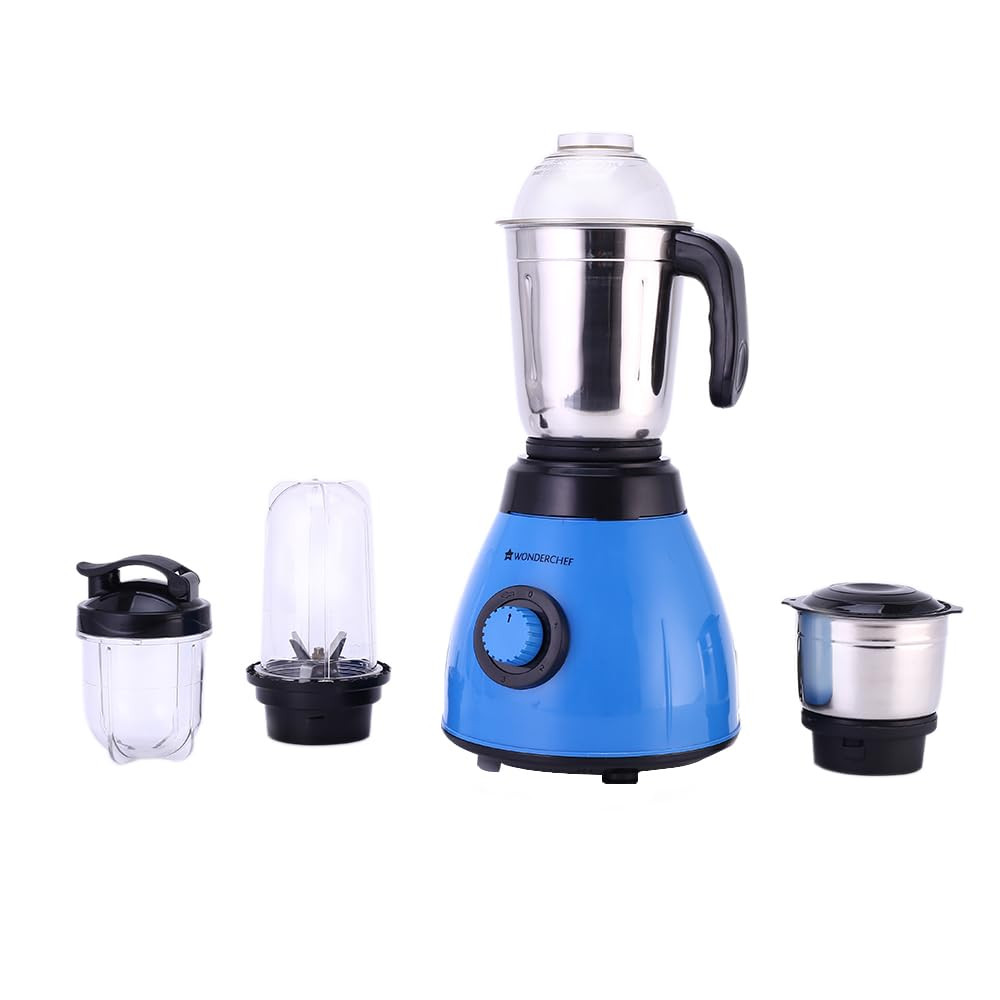 Wonderchef Acura Blender Pro Mixer Grinder 500W 230V50Hz 4 Jars2 Stainless Steel  2 Polycarbonate Jars Black  Blue 2 Years Warranty by Wonderchef