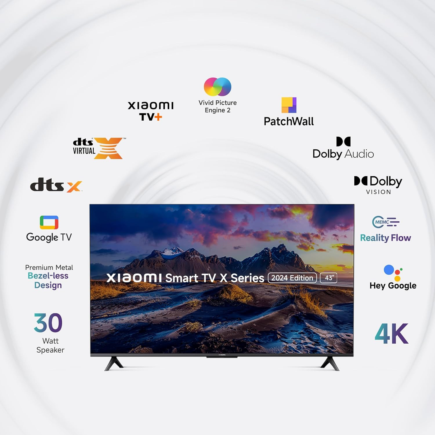 Xiaomi 108 cm 43 inches X Series 4K LED Smart Google TV L43MA-AUIN Black