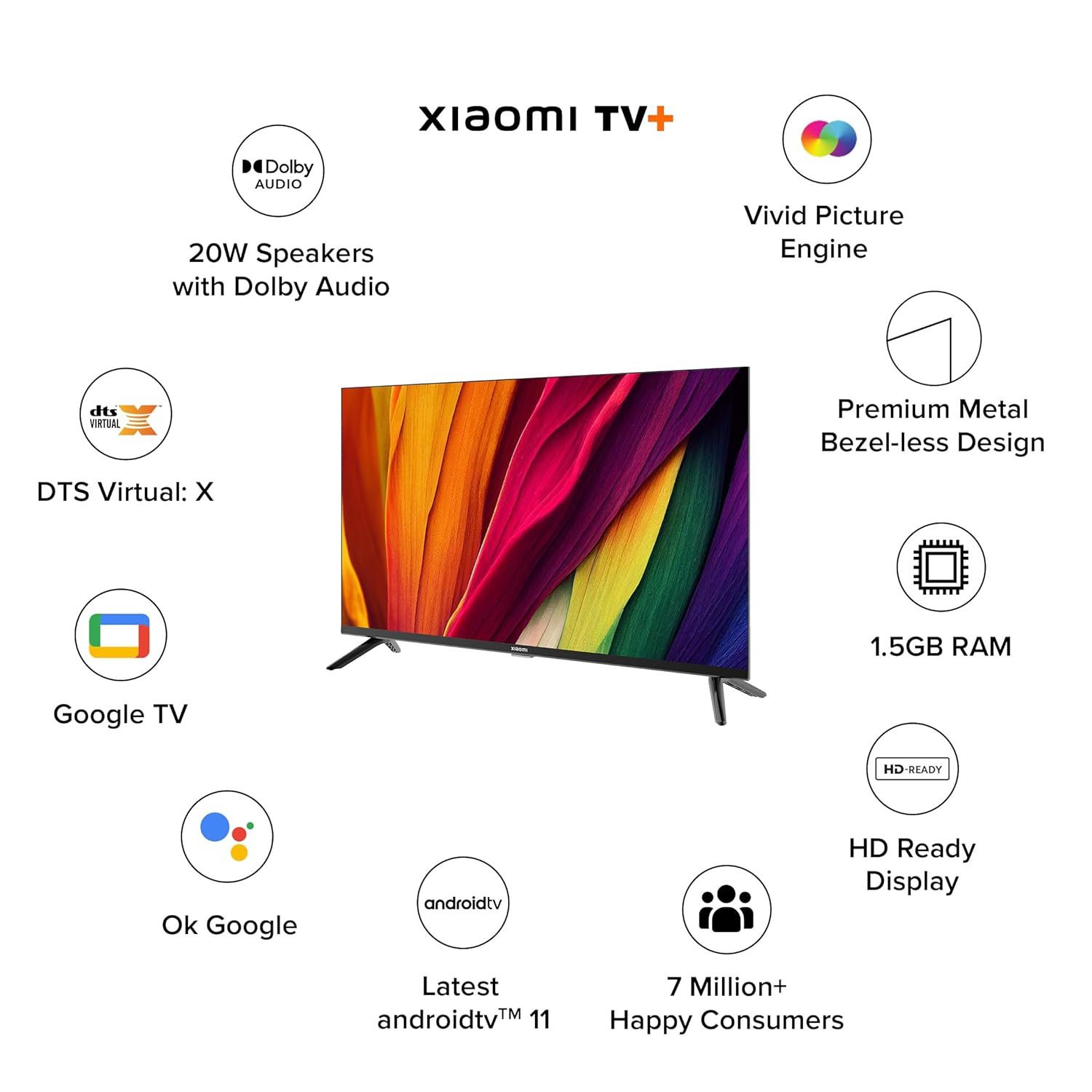 Xiaomi Smart TV A 80 cm 32 HD Ready Smart Google LED TV L32MA-AIN Black