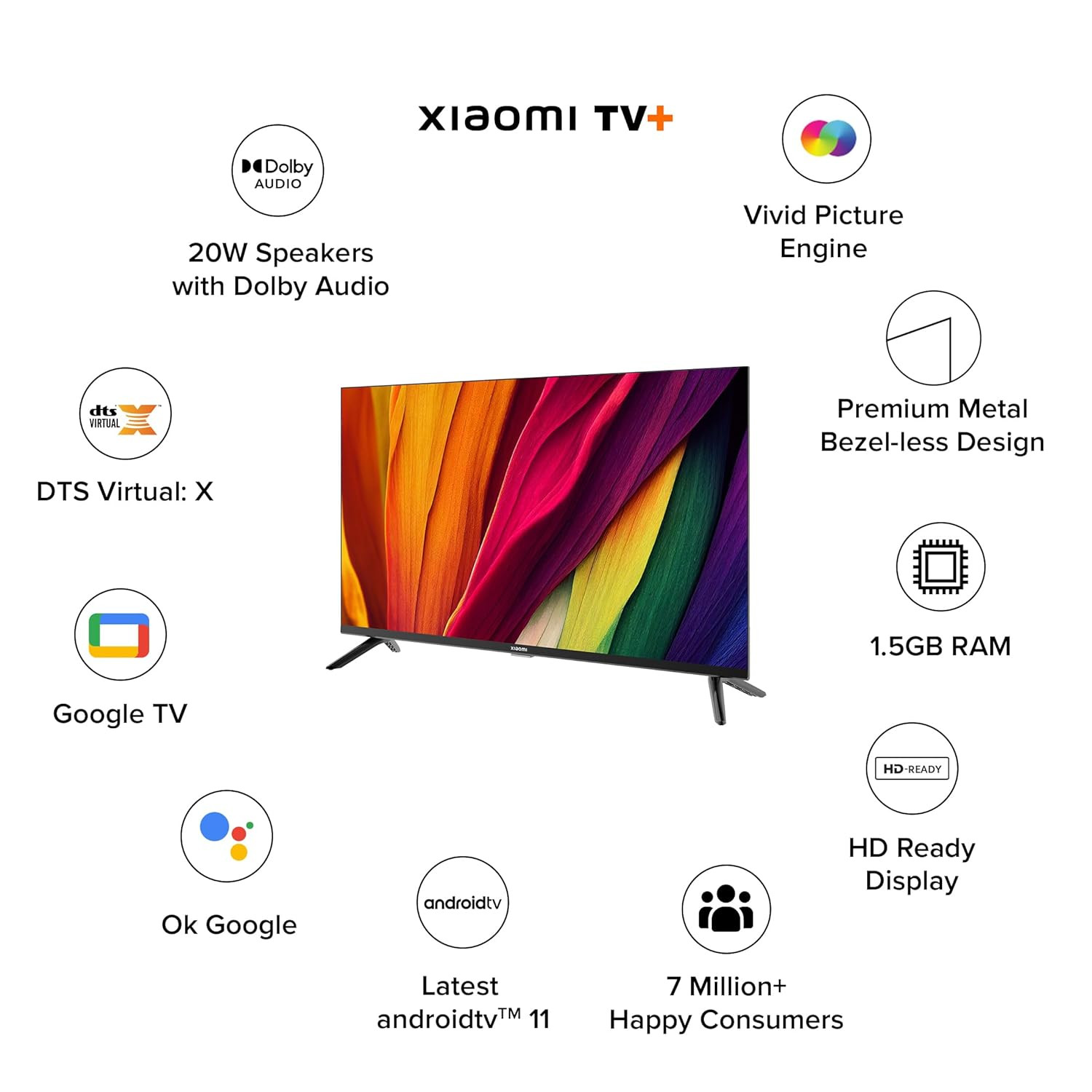 Xiaomi Smart TV A 80 cm 32 HD Ready Smart Google LED TV L32MA-AIN Black