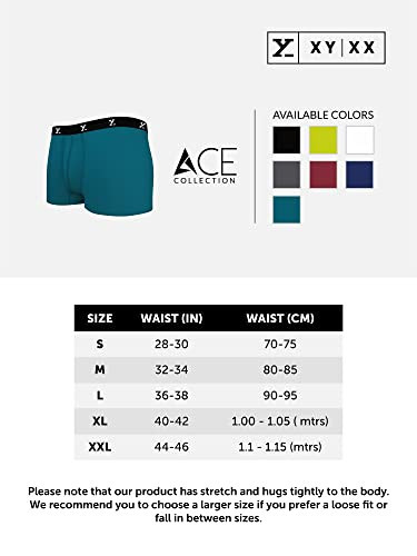 XYXX Men's Underwear Ace IntelliSoft Antimicrobial Micro Modal Trunk Pack  of 3 (Black;DEEP SEA Blue ;