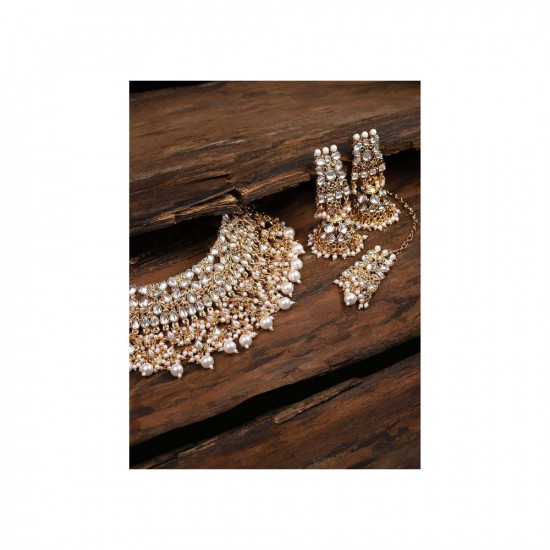 Buy Zaveri Pearls Antique Gold Tone Embellished With Pearls & Meenakaari  Dangle Earring For Women-ZPFK7383 and Shimmering Austrian Diamonds & Pearls  Bracelet For Women-ZPFK7240 at Amazon.in