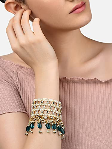 Buy Zaveri Pearls Gold Tone Multistrand Pearls & Kundan Designer Bracelet -  ZPFK9167 Online