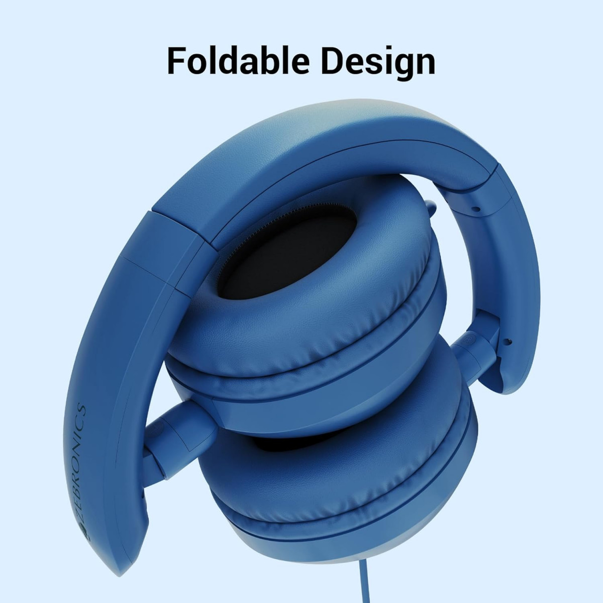 Zebronics Boom Wired Headphone Over Ear in-Line MIC Blue