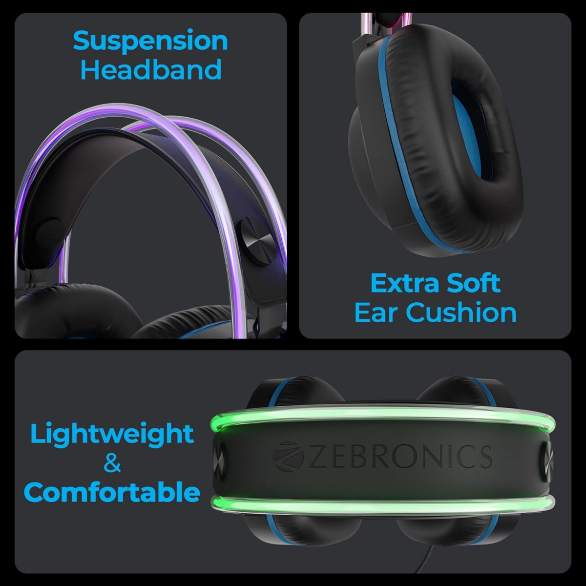 Zebronics Jet PRO Premium Wired Gaming On Ear Headphone Black