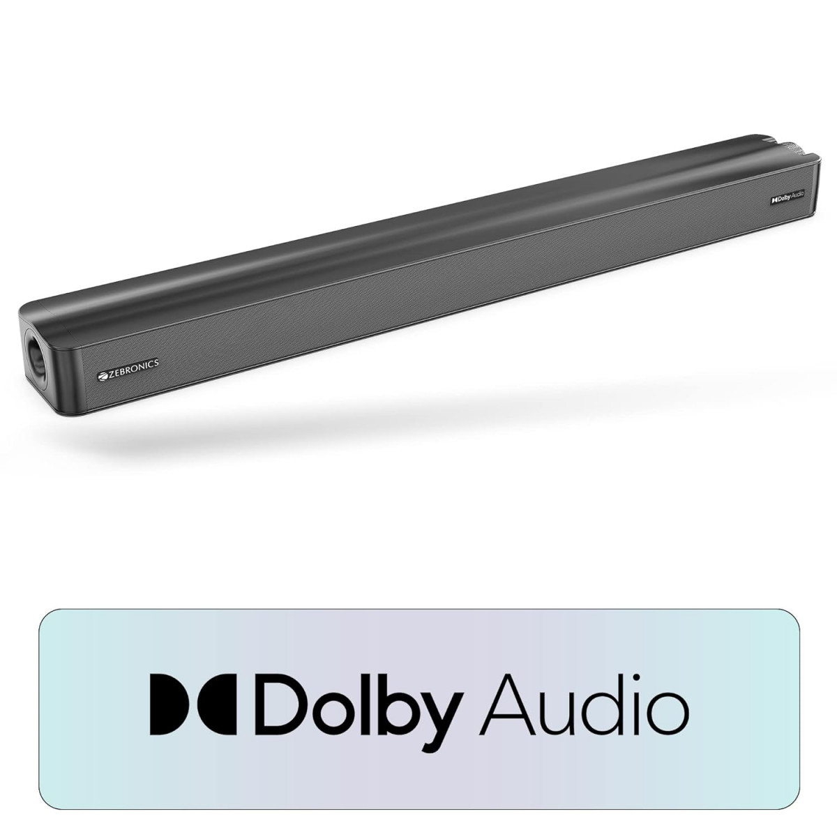 ZEBRONICS Juke BAR 3810 PRO Dolby Audio Soundbar with 100W RMS Output Premium Glossy Finish Powerful Quad Drives HDMI ARC Optical Bluetooth 50 LED Display Wall Mount and Remote