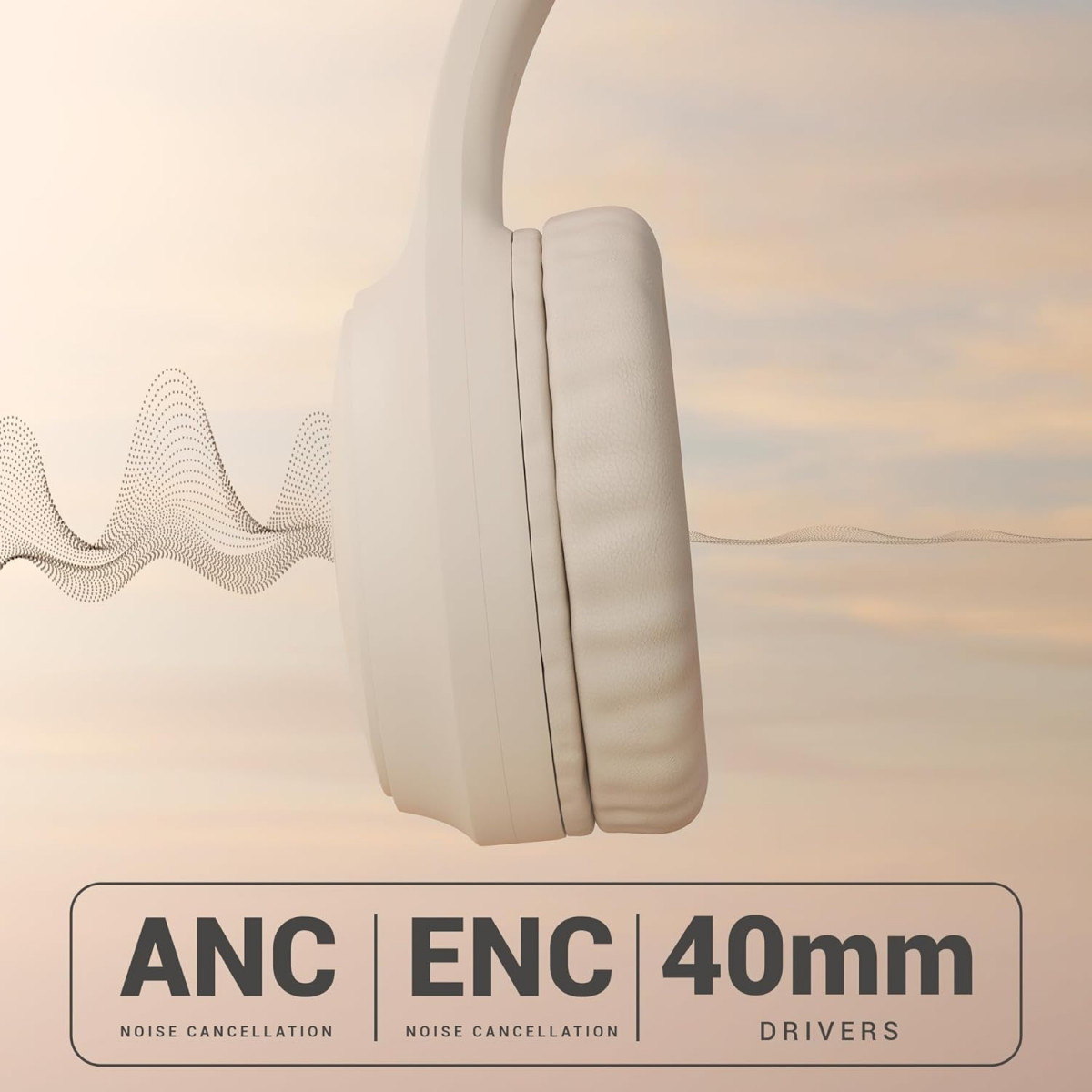ZEBRONICS New Launch AEON Wireless Headphone with 110h Battery Backup Beige