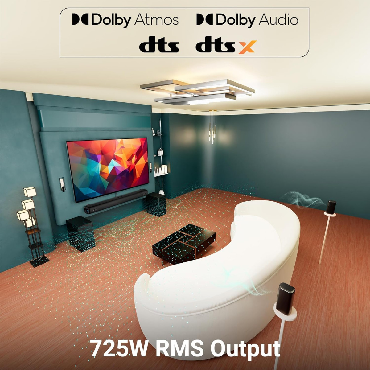 ZEBRONICS New Launch Juke BAR 9900 725 Watts Karaoke UHF Mic Dolby Atmos DTS X 722 524 Surround Soundbar with Dual Wireless Subwoofer  Satellites HDMI eARC Optical in RGB LED