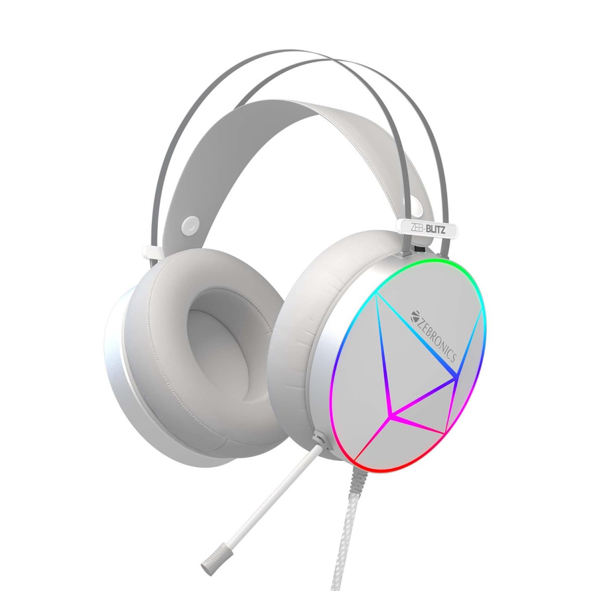 Zebronics Zeb-Blitz USB Gaming Wired Over Ear Headphones White