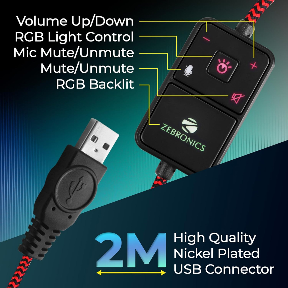 Zebronics ZEB-ORION USB Headphone with simulated 71 surround sound Black