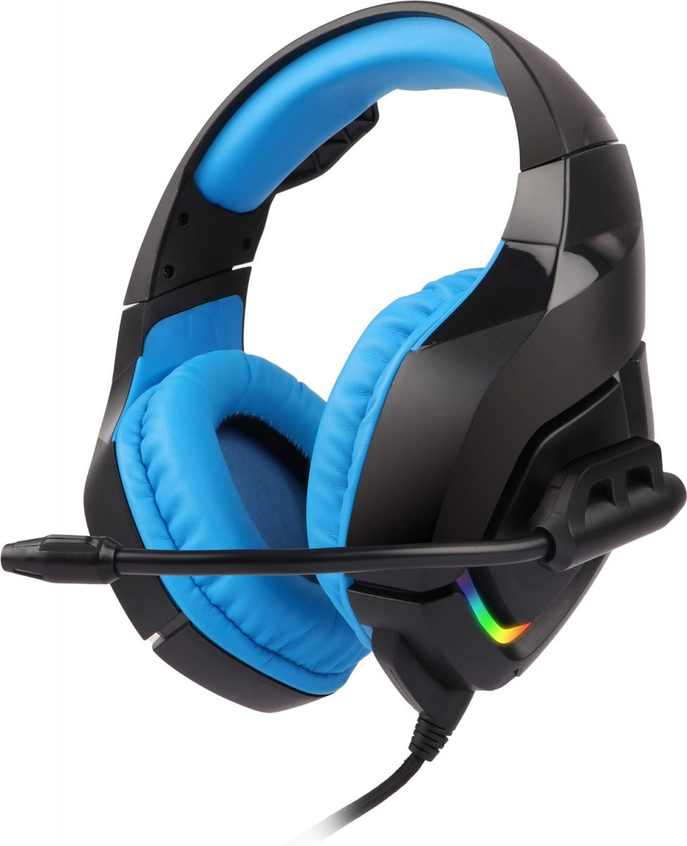 Zebronics Zeb-Rush Premium Wired Gaming On Ear Headphone with RGB LEDs Blue