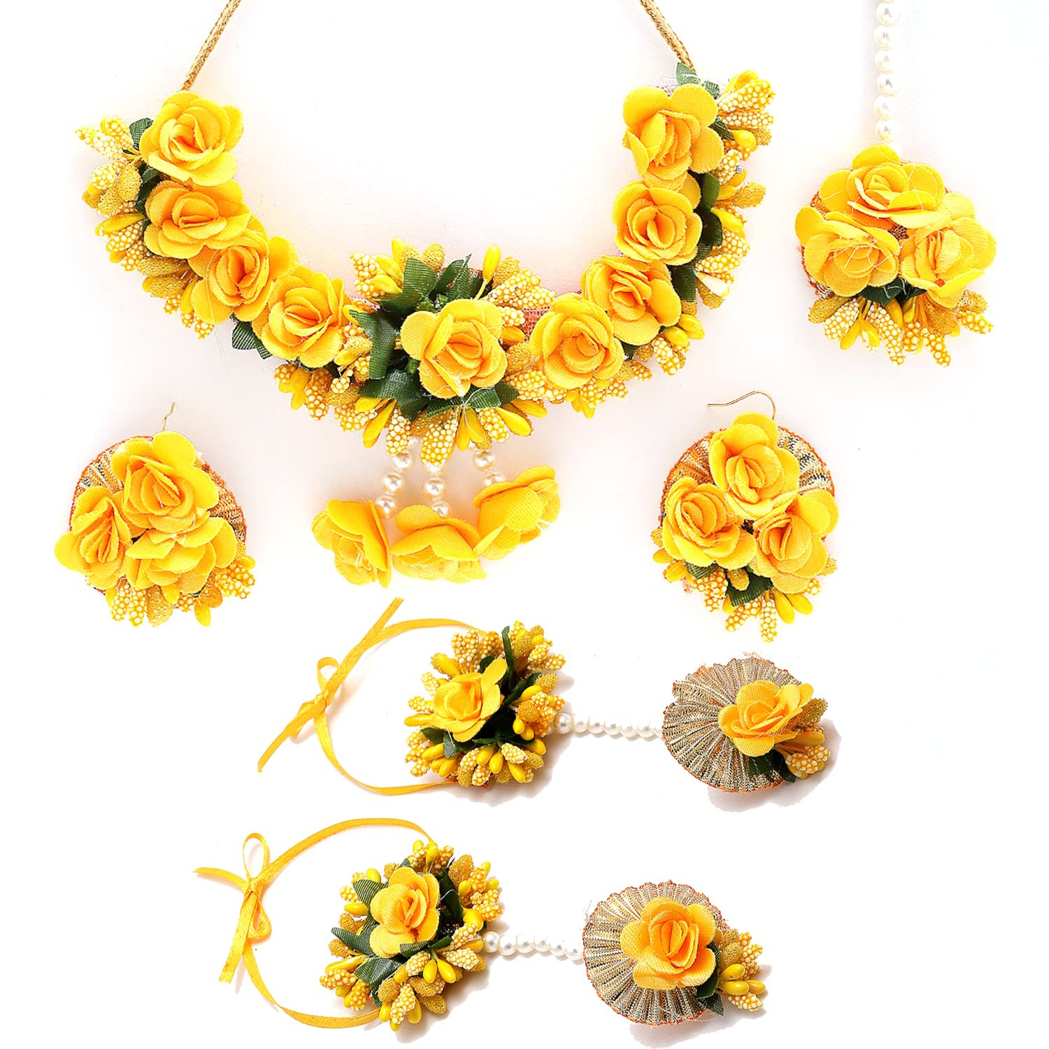 Floral Set - Tikka, Earrings, Hand Pieces & Anklets – Didi's Flowers